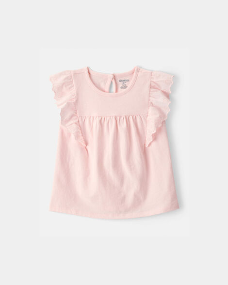 Toddler Girl Eyelet-Sleeve Top - Pink