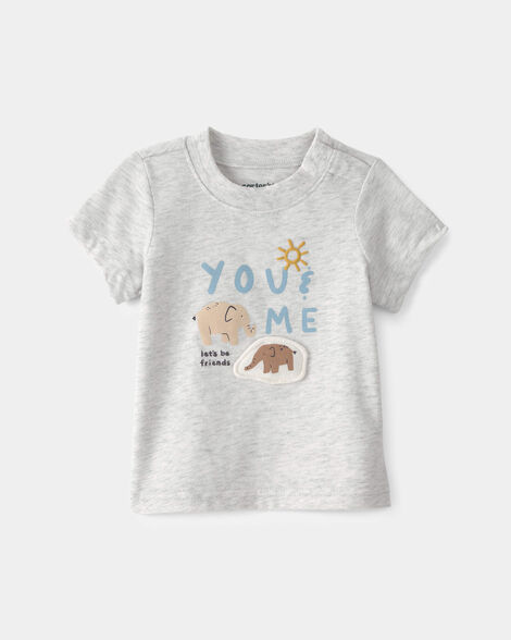 baby 'let's be friends' graphic tee - grey