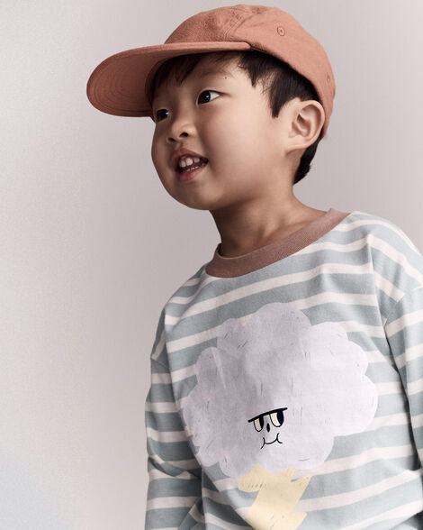 Toddler Striped Storm Long-Sleeve Relaxed Graphic Tee - Teal