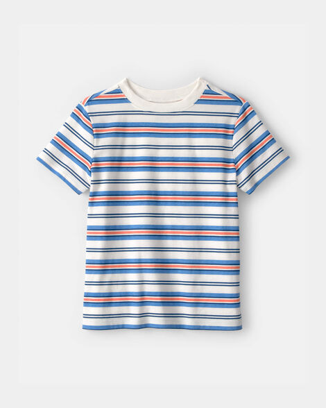 kids striped t-shirt - blue/orange/ivory