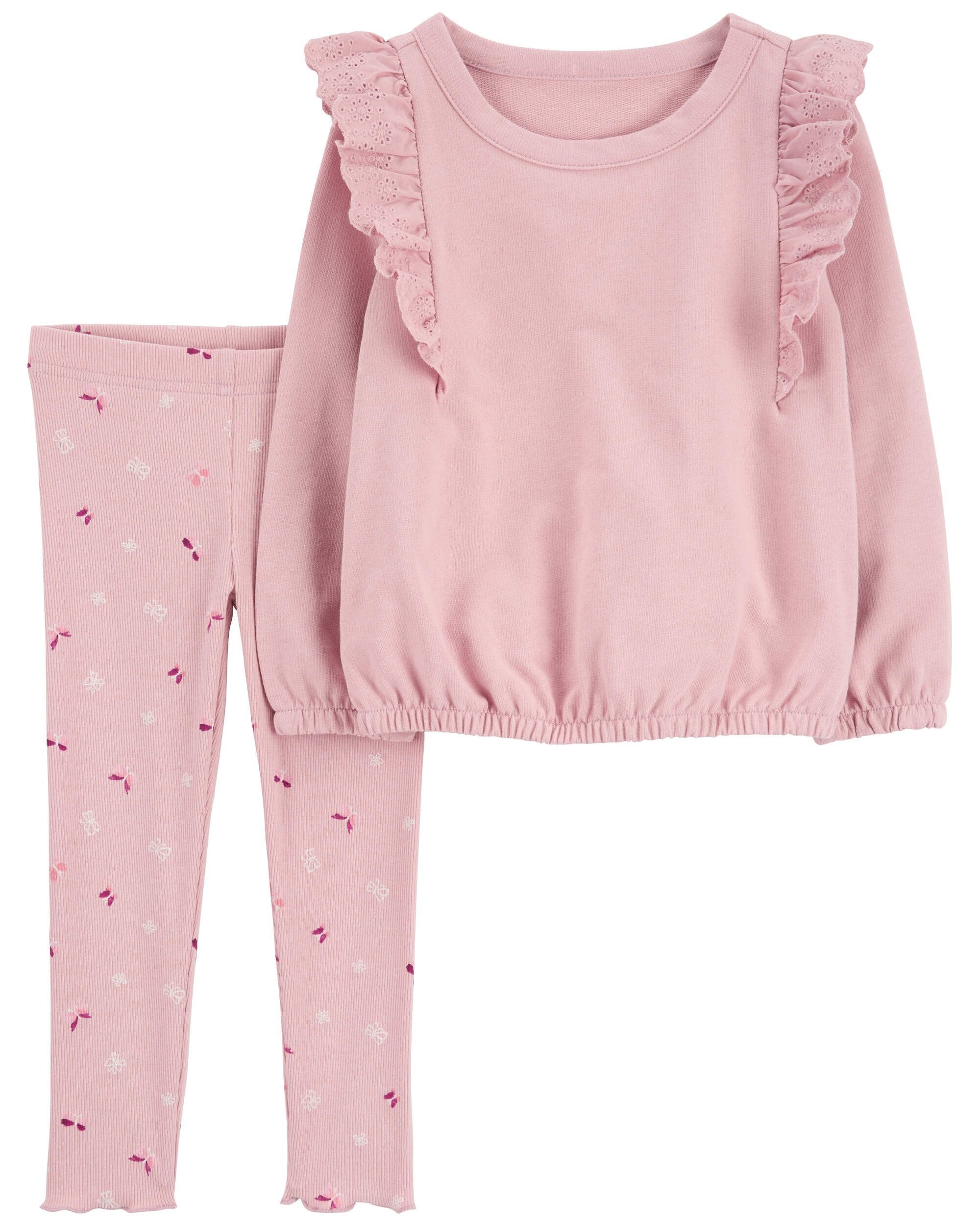Toddler 2 Piece Flutter Pullover Sweatshirt Floral Legging Set Carter s Carter s