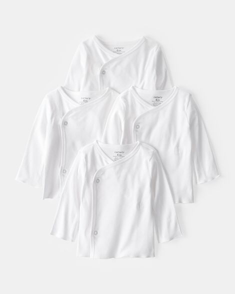 baby 4-pack side-snap tees - white