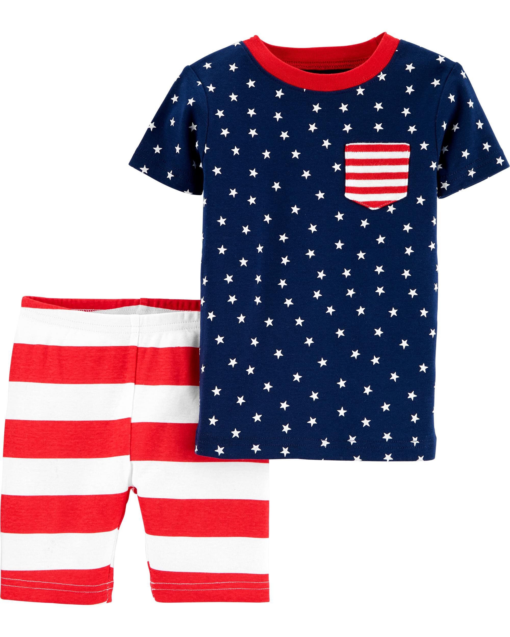 *CLEARANCE* 2-Piece American Flag Snug Fit Cotton PJs