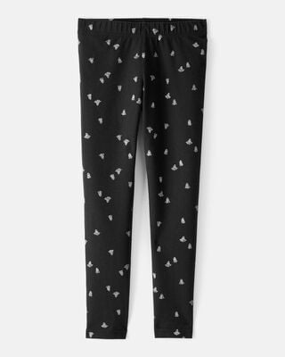 Product image 1 of Kid Cotton Halloween Ghost Stretch Leggings - Black