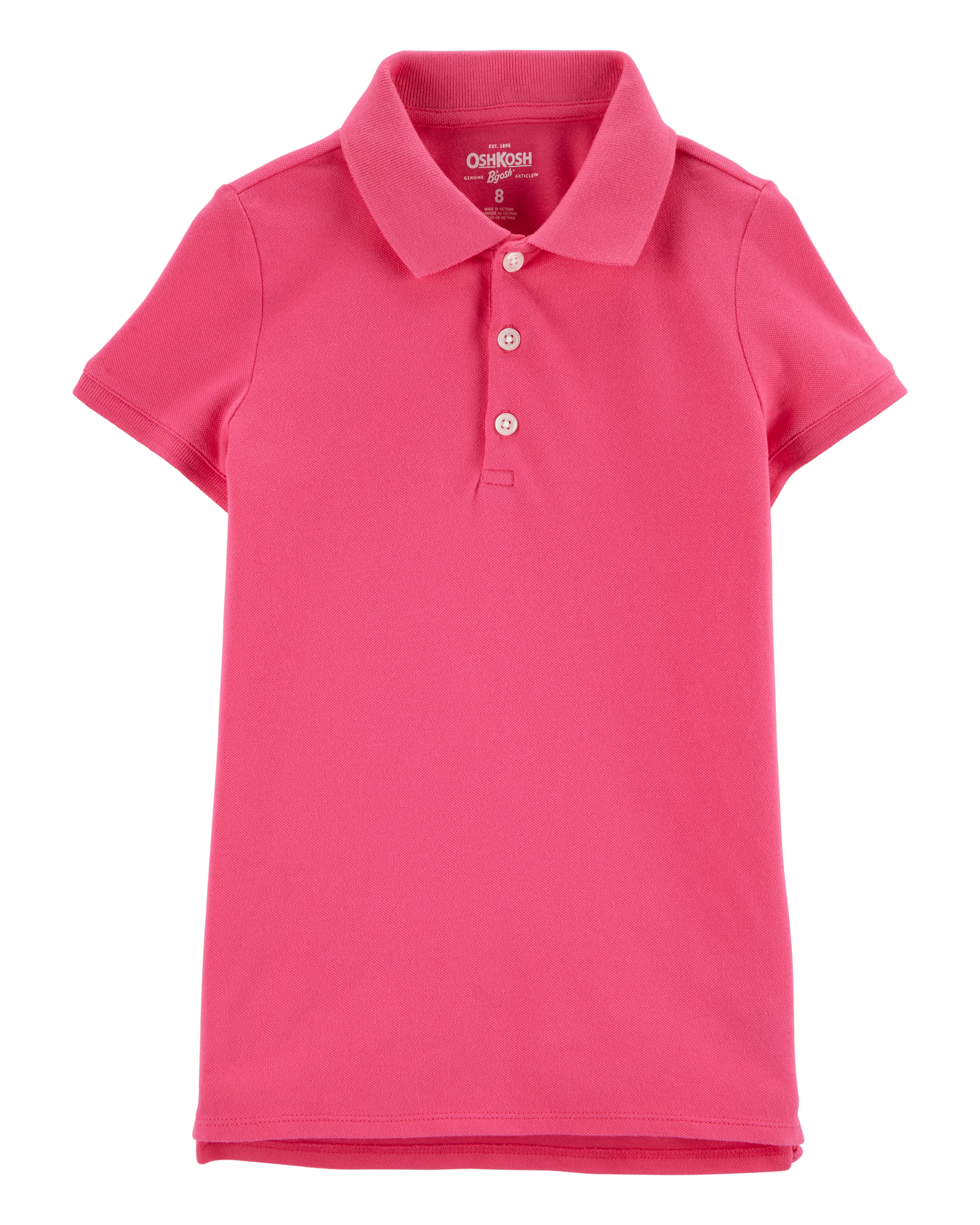 Girls Stretch Pique Uniform Polo - Pink