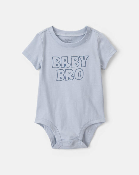 baby boy 'baby bro' short-sleeve graphic bodysuit - blue