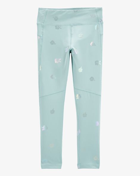  Product image 1 of Kid Printed High-Rise Leggings - Aqua