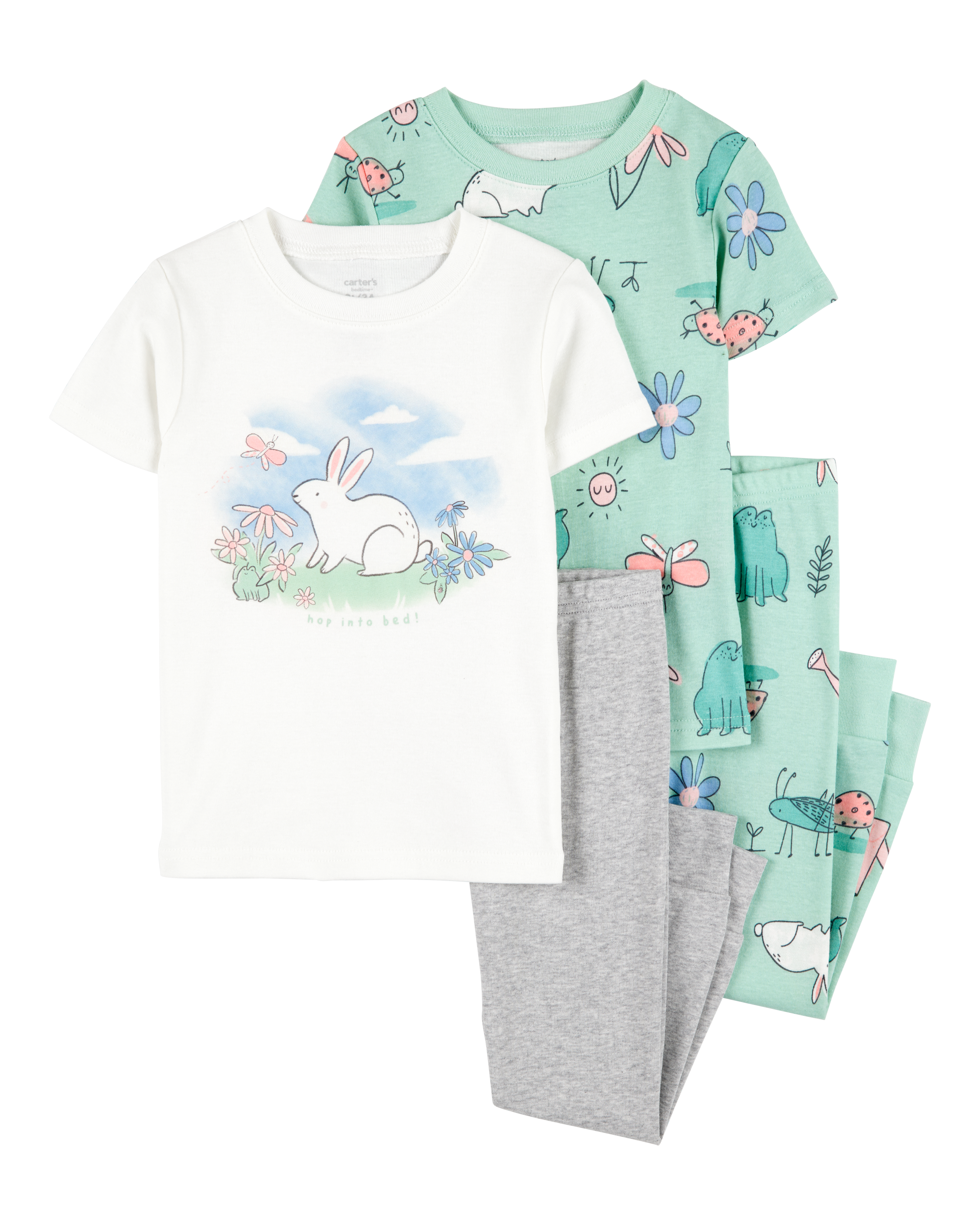 Toddler Girl 4-Piece Bunny Cotton Pajamas