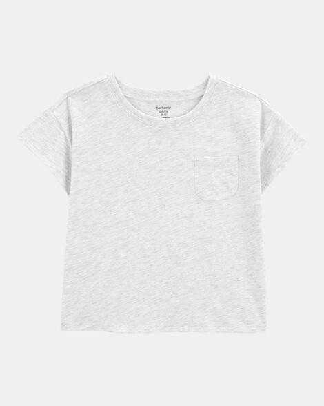 kid solid short-sleeve fashion top - grey