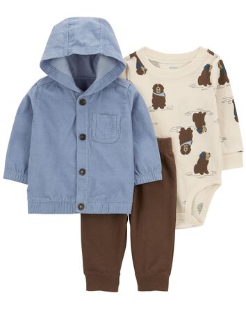Baby 3-Piece Hooded Cardigan Set