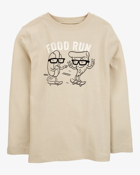 Product image 1 of Kid Food Run Long-Sleeve Graphic Tee - Khaki