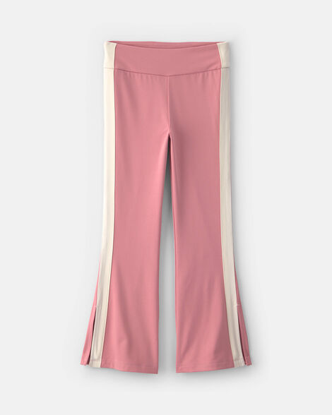girls pull-on stretch active flare leggings - pink