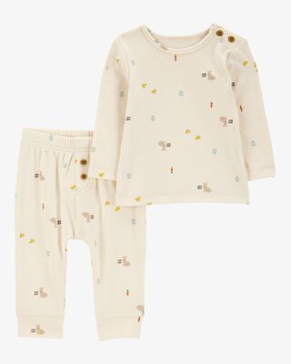 Product image 1 of Baby 2-Piece Bunny Long-Sleeve Tee & Pant Set - Grey