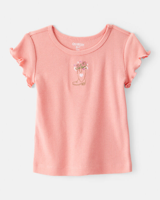 Product image 1 of Baby Girl Cowgirl Boot Cotton Short-Sleeve Top - Pink