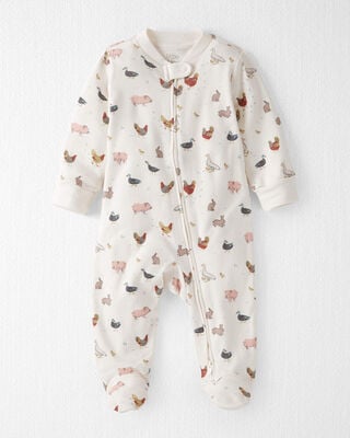 Product image 1 of Baby Organic Cotton Sleep & Play Pajamas in Farm Friends Print