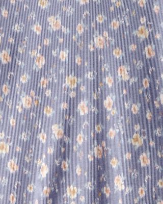 Product image 2 of Kid Ribbed Floral Short-Sleeve Shirt - Blue