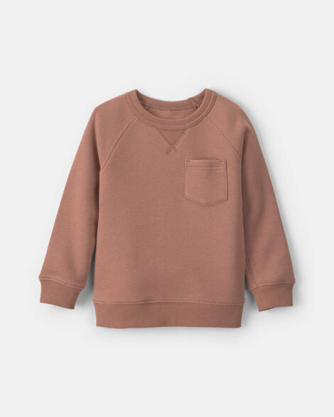 toddler boy fleece pullover sweatshirt - brown
