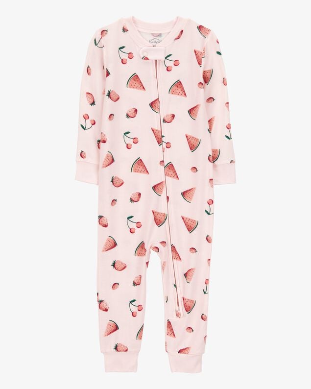 Product image 1 of Toddler Fruit Print Zip-Up PurelySoft Footless 1-Piece Pajamas - Pink