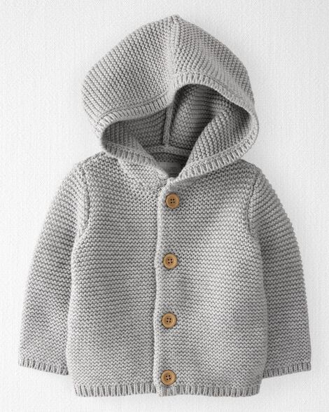  Product image 1 of Baby Organic Signature Stitch Cardigan in Grey