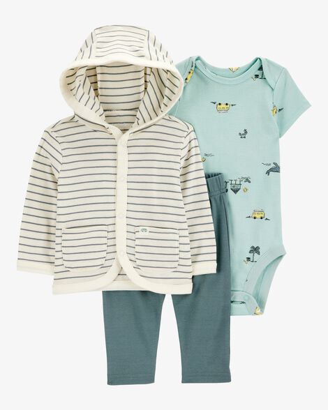  Product image 1 of Baby 3-Piece Striped Hooded Pant Set