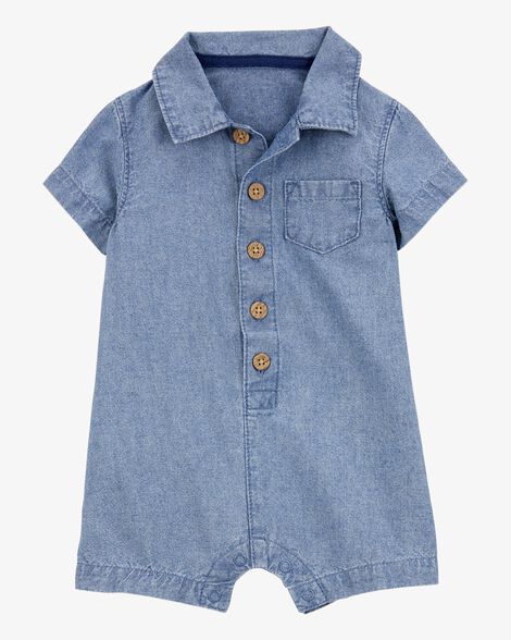  Product image 1 of Baby Chambray Polo Romper