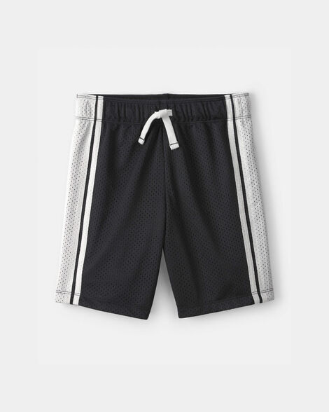Boys Striped Mesh Active Shorts - Black