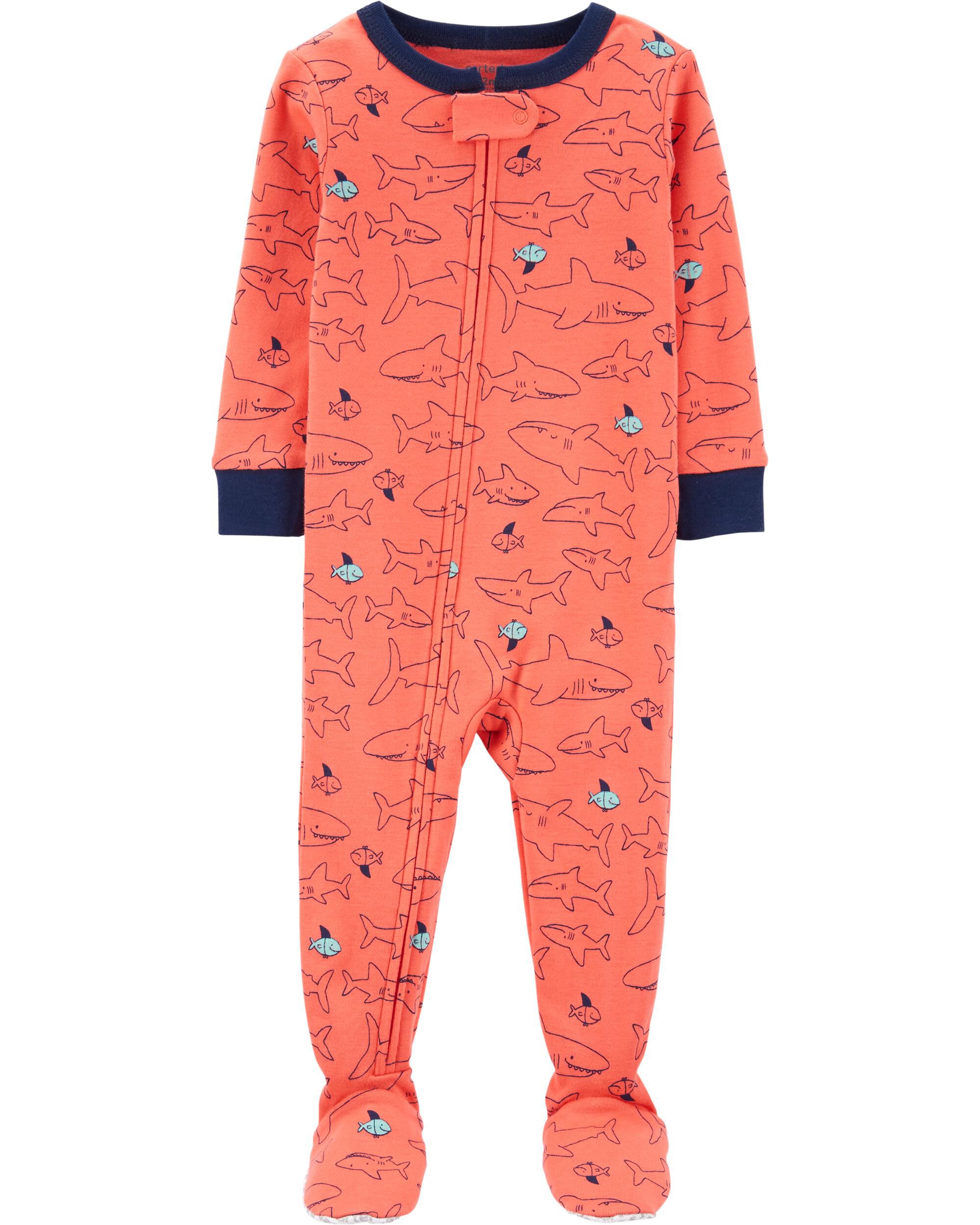 1-Piece Shark Snug Fit Cotton Footie