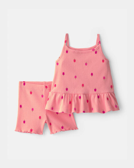 baby girl 2-piece popsicle top & short set - pink