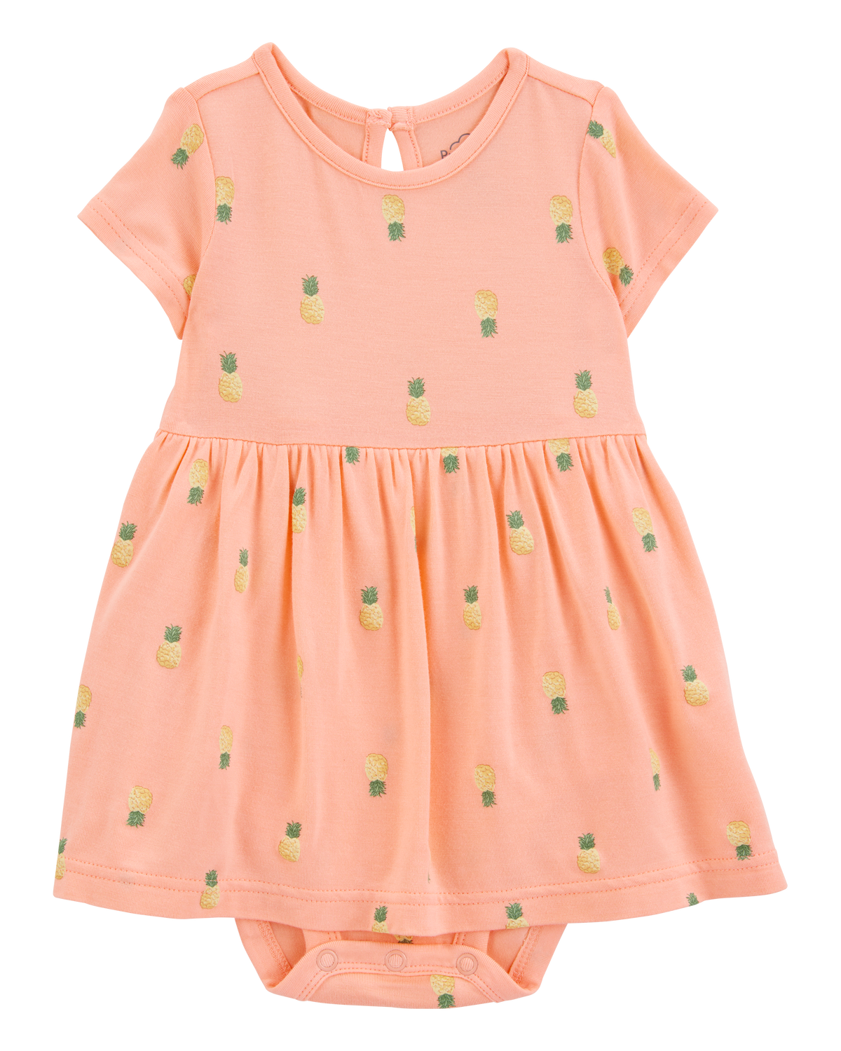 Baby Pineapple Print PurelySoft Bodysuit Dress - Coral Baby Pineapple Print PurelySoft Bodysuit Dress - Coral