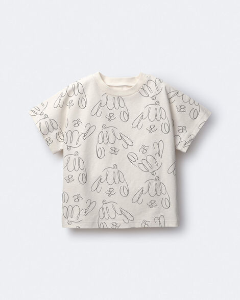 Toddler Dolman Tee in Dog Print - Cream