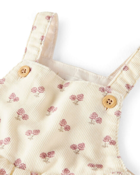 Baby Girl Organic Cotton Corduroy Overalls in Garden Bloom Print