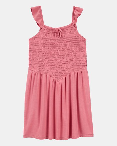 kid smocked tank dress - pink
