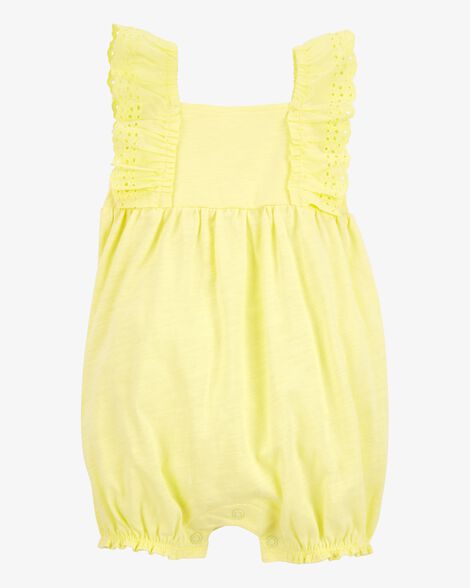  Product image 1 of Baby Eyelet Flutter-Sleeve Romper -Yellow