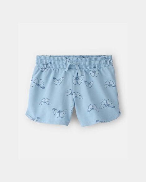 girls butterfly french terry shorts - blue