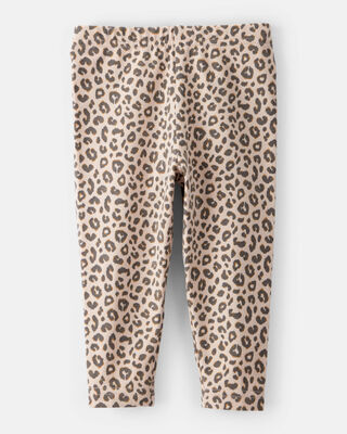 Product image 2 of Baby Girl Cotton Leopard Stretch Leggings - Brown