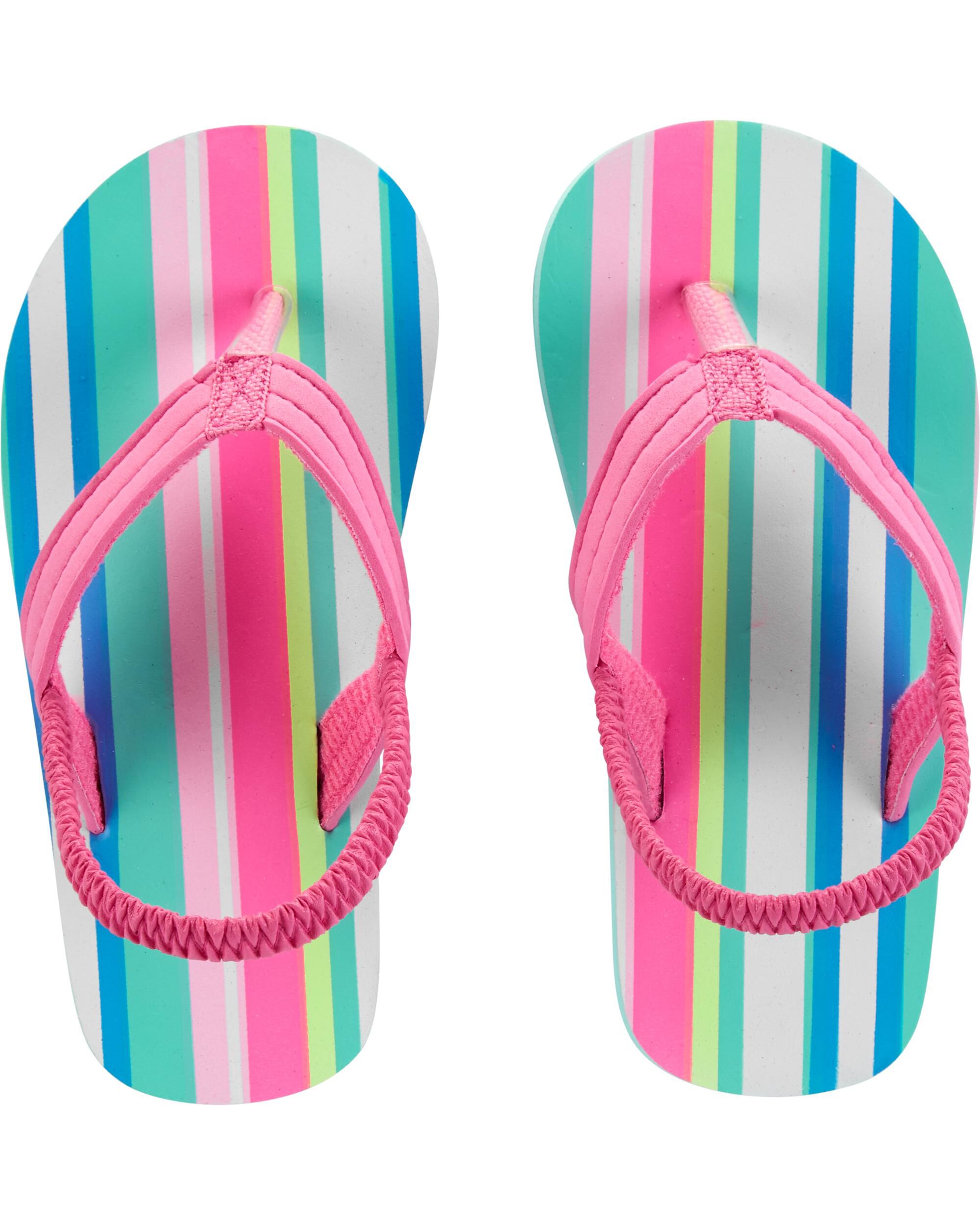 striped flip flops