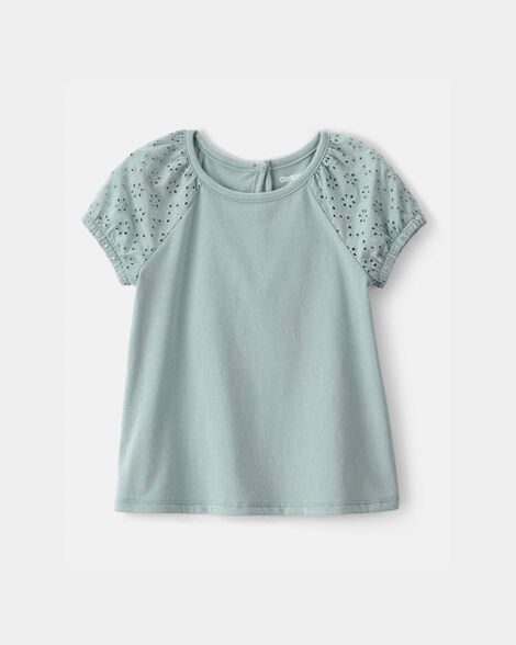 Toddler Girl Eyelet Short-Sleeve Top - Green