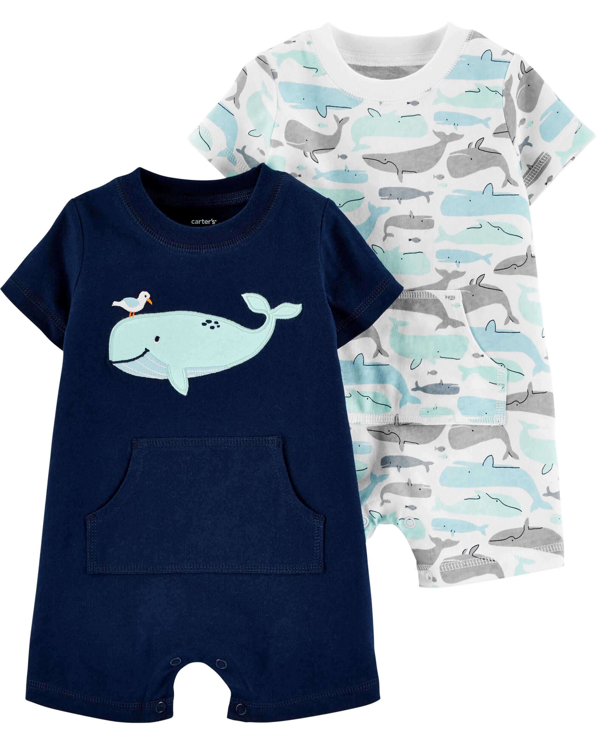 *CLEARANCE* 2-Pack Snap-Up Rompers