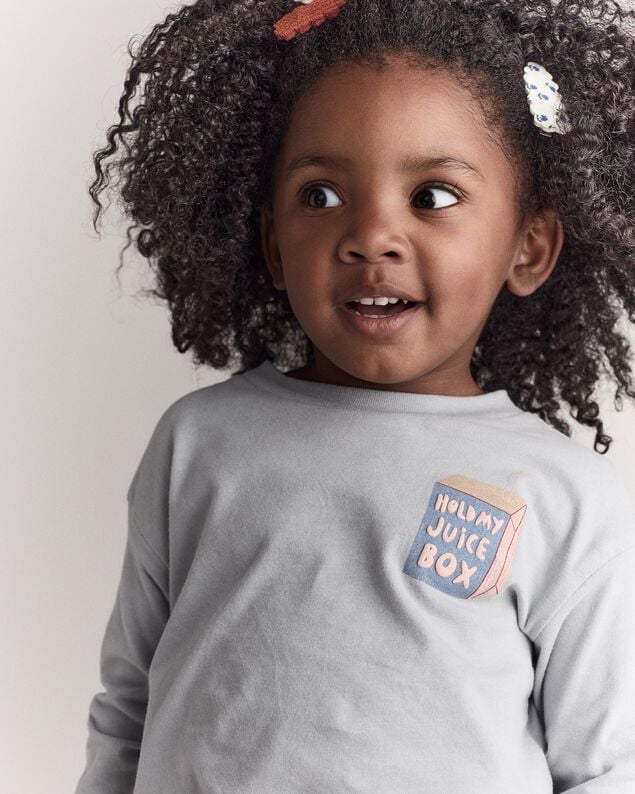 Product image 1 of Toddler 'Hold My Juice Box' Long-Sleeve Relaxed Graphic Tee - Light Blue