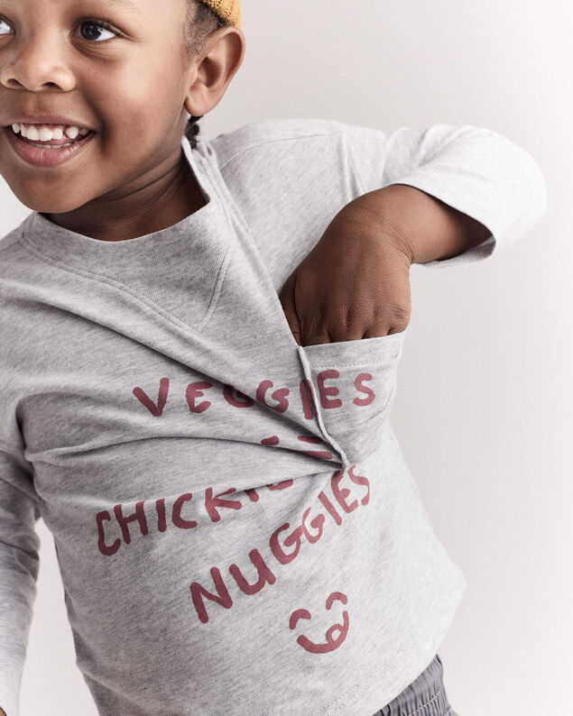 Product image 2 of Toddler 'Chicken Nuggies' Long-Sleeve Pocket Graphic Tee - Heather Grey