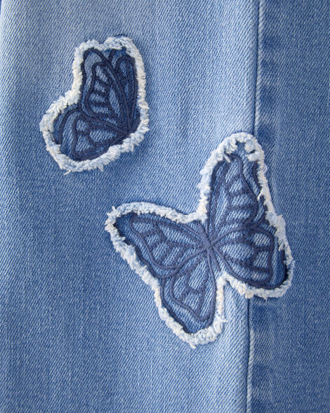 Product image 3 of Kid Baggy Butterfly Embroidered Jeans - Breeze Wash
