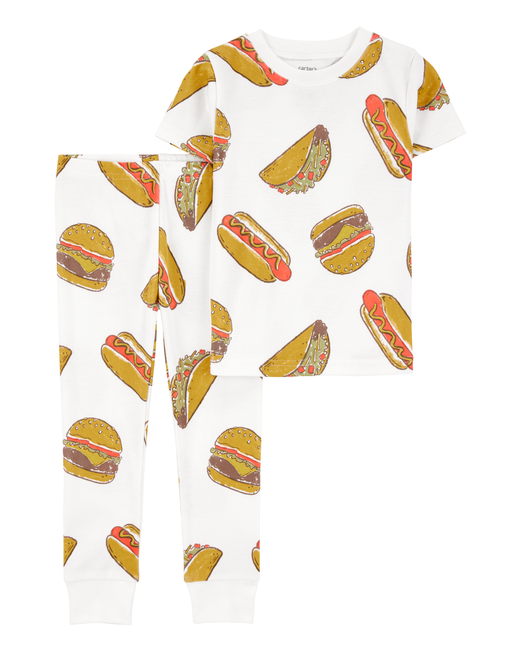 Toddler Boy 2-Piece Food Print 100% Snug Fit Cotton Pajamas - Ivory
