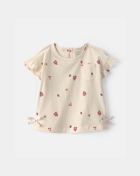 toddler girl floral short-sleeve top - cream