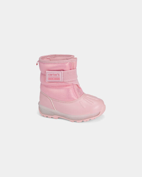 toddler girl iridescent light-up snow boots - pink