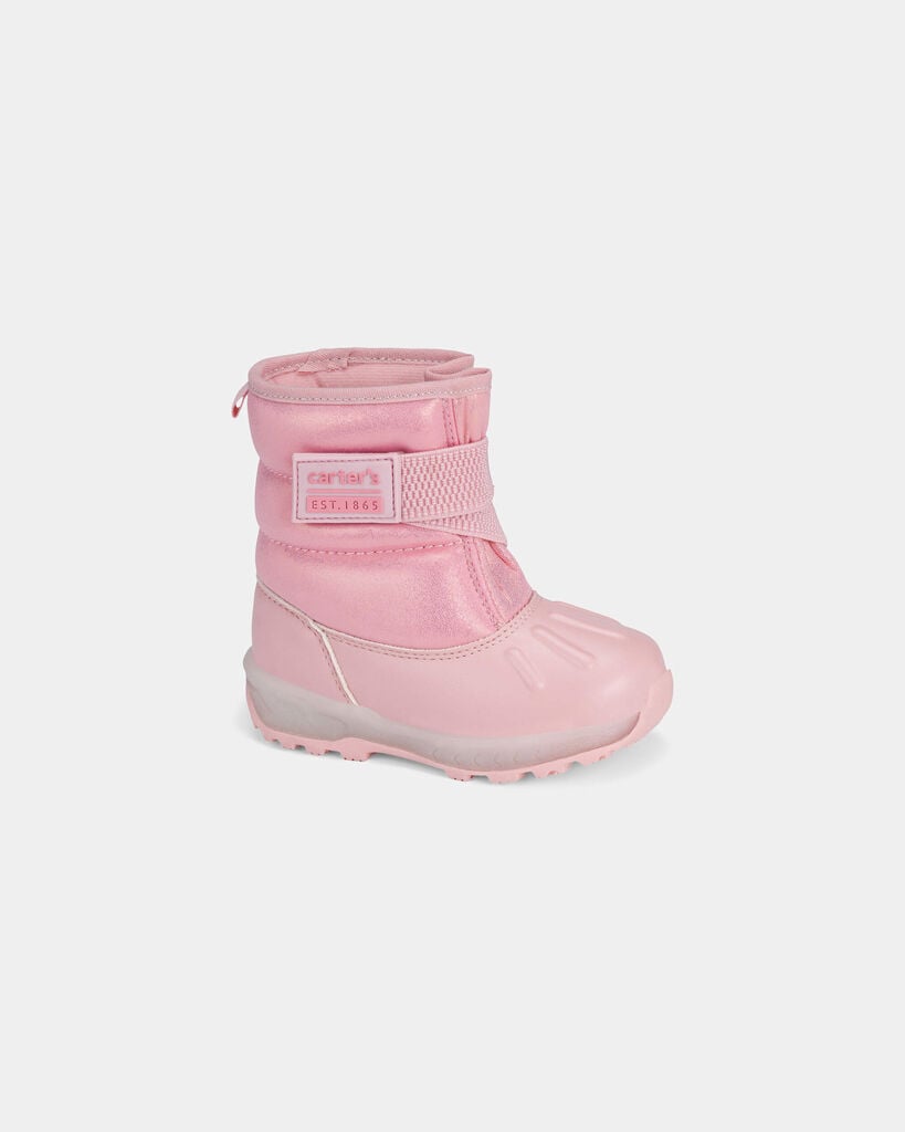 Carter's toddler girl iridescent light-up snow boots 10 Pink