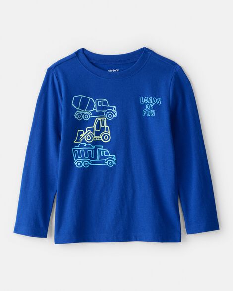 toddler boy dumptruck long-sleeve graphic tee - blue