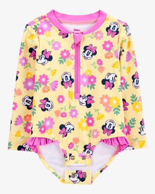 Product image 2 of Baby Disney© Minnie Mouse 1-Piece Rashguard Swimsuit - Yellow/Pink