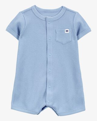 Product image 1 of Baby Waffle Knit Short-Sleeve Romper - Blue