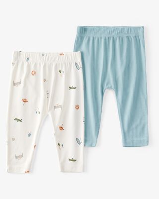 Product image 1 of Baby 2-Pack PurelySoft Pull-On Pants - Blue/Ivory