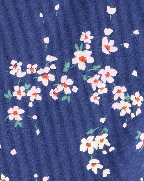 Product image 3 of Girls Floral Cotton Pull-On Stretch Leggings - Navy